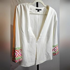 82 - Boston Proper jacket with embroidered sleeve detail  size 16